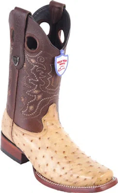 Pre-owned Wild West Boots Wild West Oryx Tan Full Quill Ostrich Cowboy Boot Rodeo-square-toe (d)