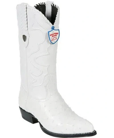 Pre-owned Wild West Boots Wild West White Genuine Full Quill Ostrich Western Cowboy Boot J-toe (d)