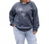 Wildberry Waves Make A Wish Graphic Long Sleeve Sweatshirt In Charcoal In Multi