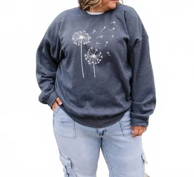 Wildberry Waves Make A Wish Graphic Long Sleeve Sweatshirt In Charcoal In Multi