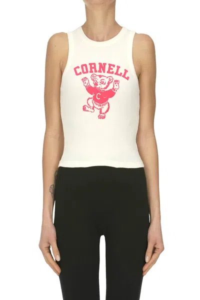 Wilde Donkey Cropped Ribbed Tank Top In White