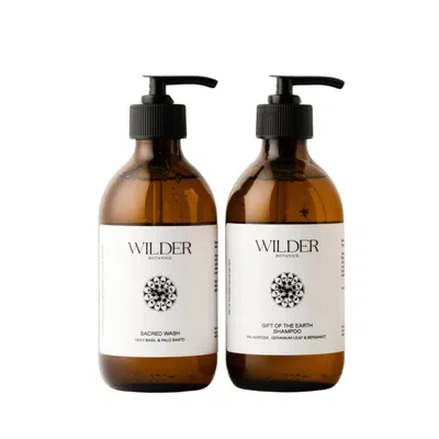 Wilder Botanics White / Brown / Green Sacred Wash + Gift Of The Earth Shampoo Set In Multi