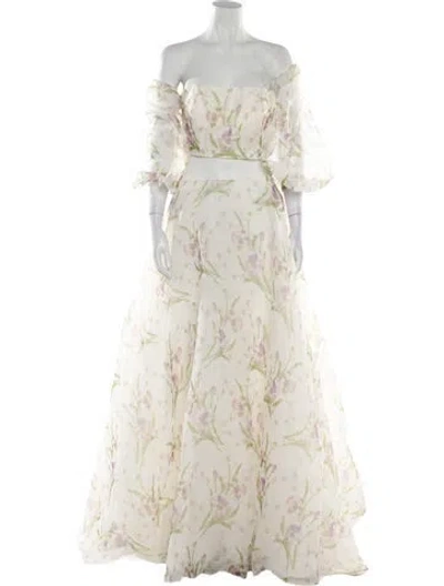 Pre-owned Wilderly Floral Print Long Dress In Neutral