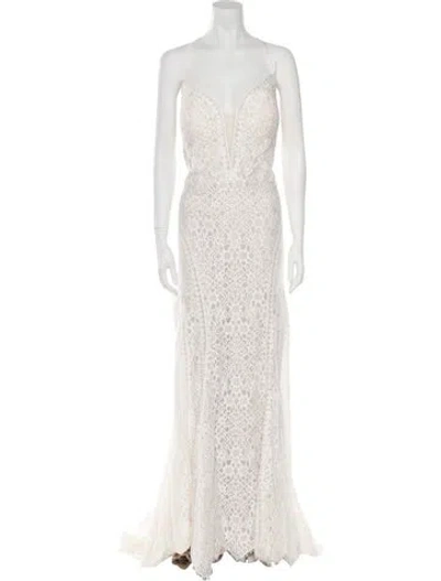 Pre-owned Wilderly Lace Pattern Long Dress In Neutral