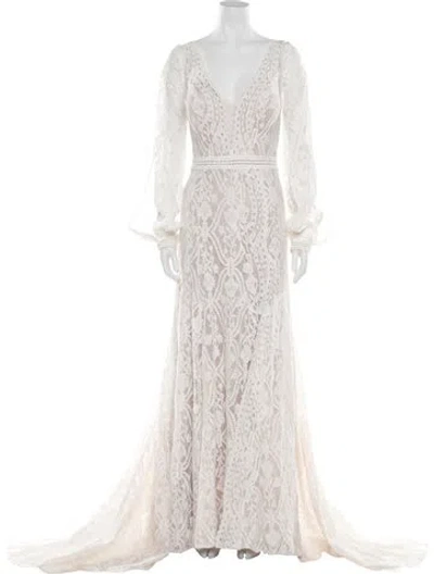 Pre-owned Wilderly Lace Pattern Long Dress In Neutral