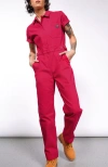 Wildfang Essential High Waisted Coverall In Berry