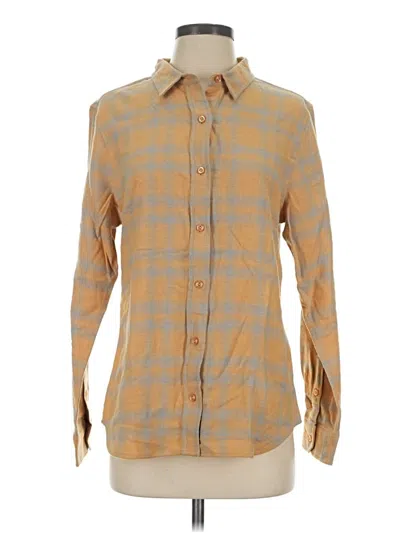 Pre-owned Wildfang Long Sleeve Button Down Shirt In Tan