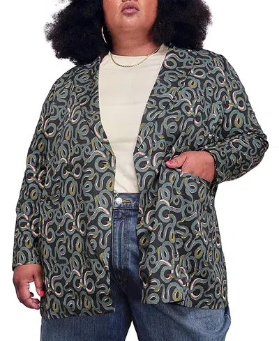 Wildfang Plus The Empower Double Breasted Blazer In Multi