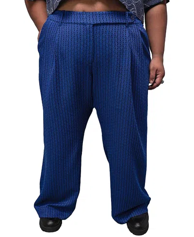 Wildfang Plus The Empower Jacquard Wide Leg Trouser In Blue