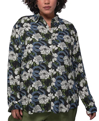 Wildfang Plus The Empower Long Sleeve Button Up Shirt In Multi