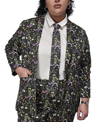 Wildfang Plus The Empower Notch Lapel Blazer In Green