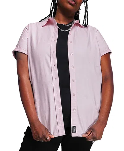 Wildfang Plus The Essential Oxford Button Up Shirt In Purple