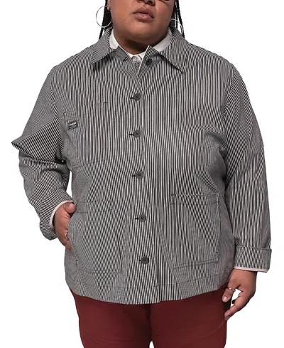 Wildfang Plus The Essential Railroad Stripe Utility Jacket In Gray