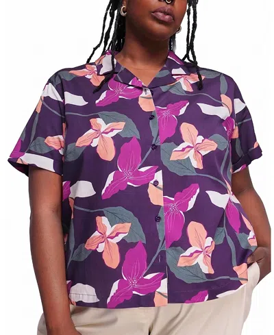 Wildfang Plus The Everyday Camp Button Up Shirt In Multi