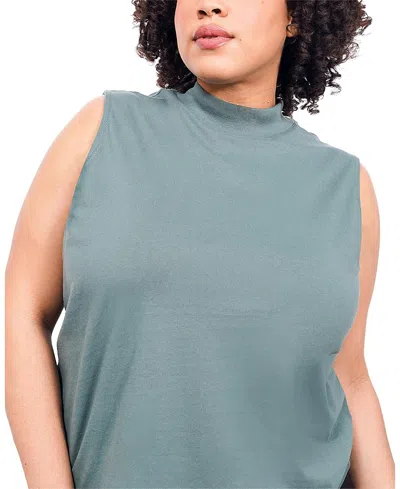 Wildfang Plus The Everyday Mock Neck Tank Top In Blue