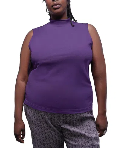 Wildfang Plus The Everyday Mock Neck Tank Top In Purple
