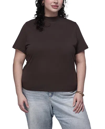 Wildfang Plus The Everyday Mock Neck Tee In Brown