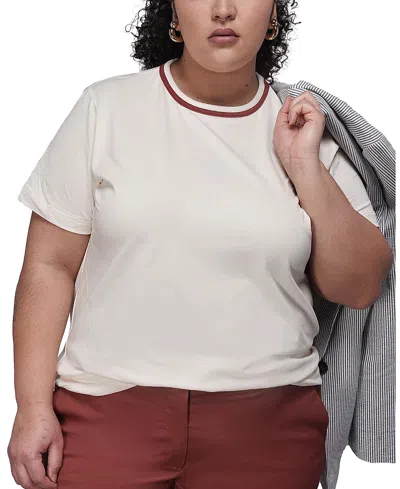 Wildfang Plus The Everyday Ringer Tee In Neutral