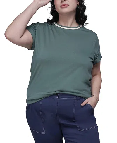 Wildfang Plus The Everyday Ringer Tee In Green