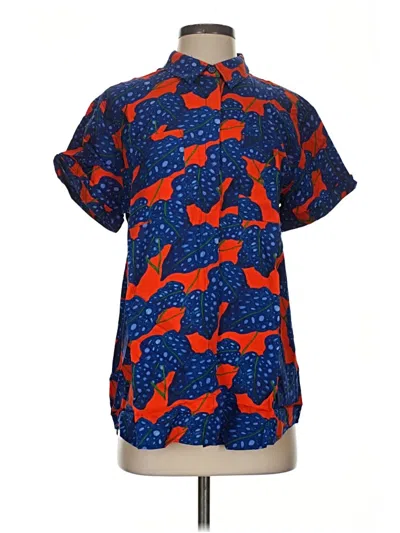 Wildfang Short Sleeve Blouse In Blue