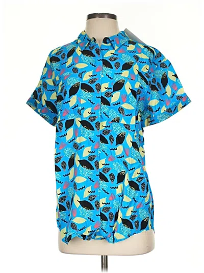Wildfang Short Sleeve Button Down Shirt In Blue