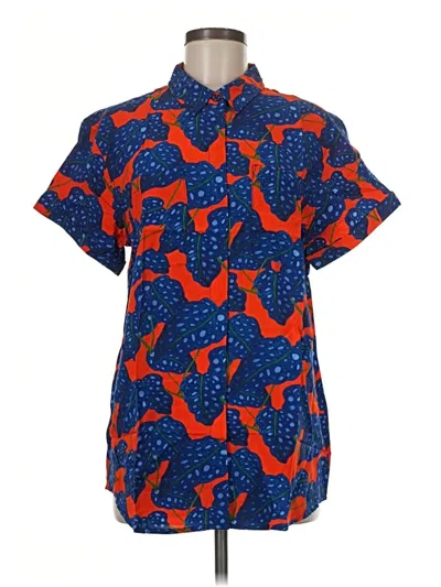 Pre-owned Wildfang Short Sleeve Button Down Shirt In Blue