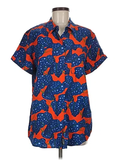 Wildfang Short Sleeve Button Down Shirt In Orange