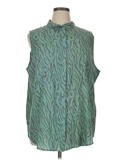 Wildfang Sleeveless Button Down Shirt In Green