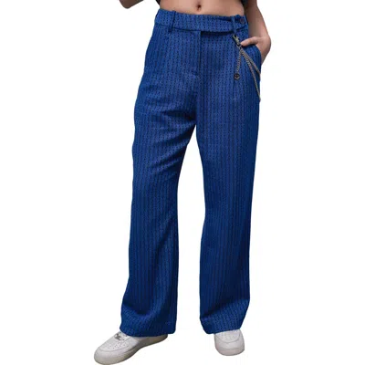 Wildfang The Empower Jacquard Wide Leg Trouser In Blue