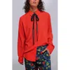 Wildfang The Empower Long Sleeve Bow Button Up In Red