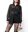Wildfang The Empower Long Sleeve Button Up In Black