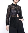 Wildfang The Empower Long Sleeve Button Up In Black Lace