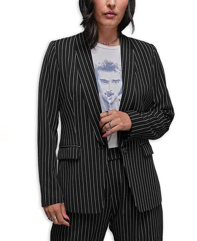 Wildfang The Empower Pinstripe Tux Blazer In Black