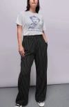 Wildfang The Empower Pinstripe Wide Leg Trouser In Multi