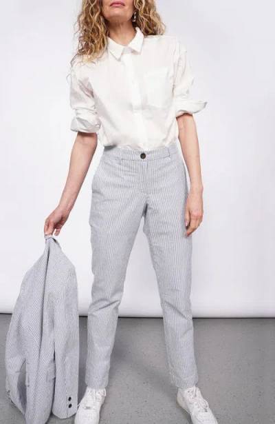 Wildfang The Empower Seersucker Trouser In Navy/white