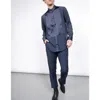 Wildfang The Empower Sheer Long Sleeve Tuxedo Button Up In Navy