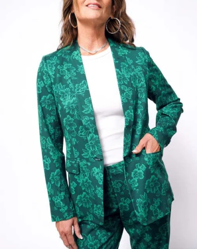 Wildfang The Empower Tux Blazer In Blossom Forest/emerald
