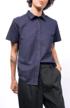 Wildfang The Essential Button Up In Oxford Fleck Navy