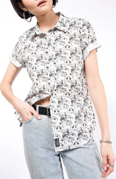 Wildfang The Essential Button Up In Cats White/black