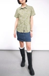 Wildfang The Essential Button Up In Garland Moss Green/stone