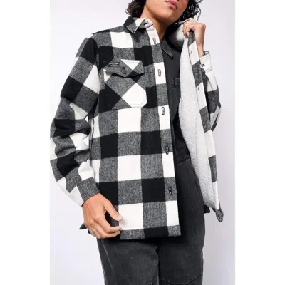 Wildfang The Essential Flannel Fleece Lined Shacket In Black/white