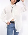 Wildfang The Essential Long Sleeve Oversized Wrap Button Up Shirt In White