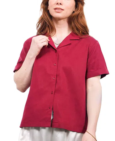 Wildfang The Everyday Camp Button Up Shirt In Red
