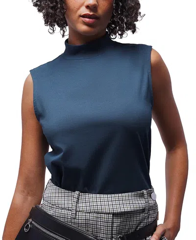 Wildfang The Everyday Mock Neck Tank Top In Blue