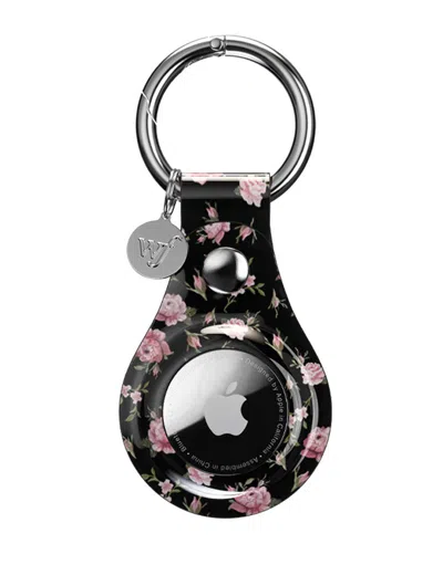 Wildflower Black And Pink Floral Airtag Case In Brown