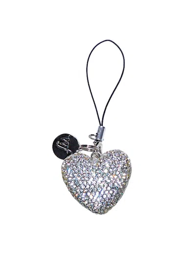 Wildflower Rhinestone Heart Charm White In Silver