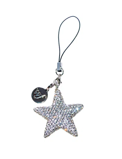 Wildflower Rhinestone Star Charm White In Silver