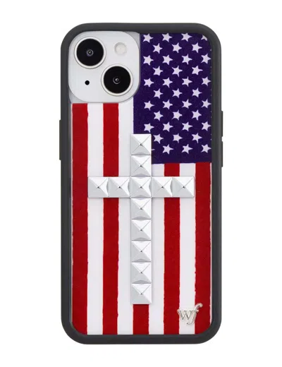 Wildflower Stud Cross American Flag Iphone Case In Multi