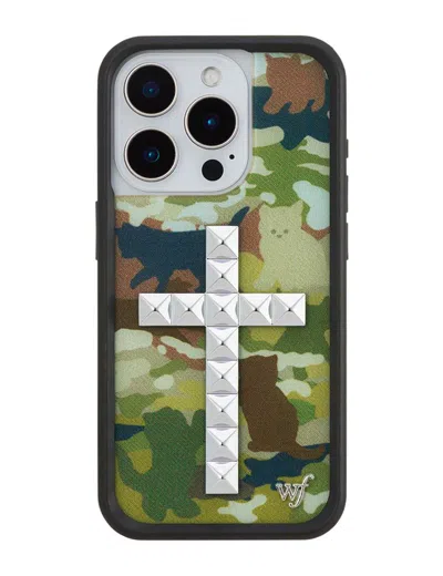 Wildflower Stud Cross Cat Camo Iphone Case In Green