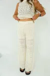 Wildflower Women's Crochet Top And Pants Set In White In White